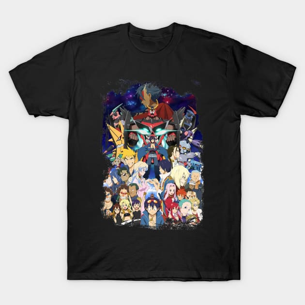 Gurren Lagann Characters Gurren Lagann Tengen Toppa Anime Manga T-Shirt by CarolIrvine